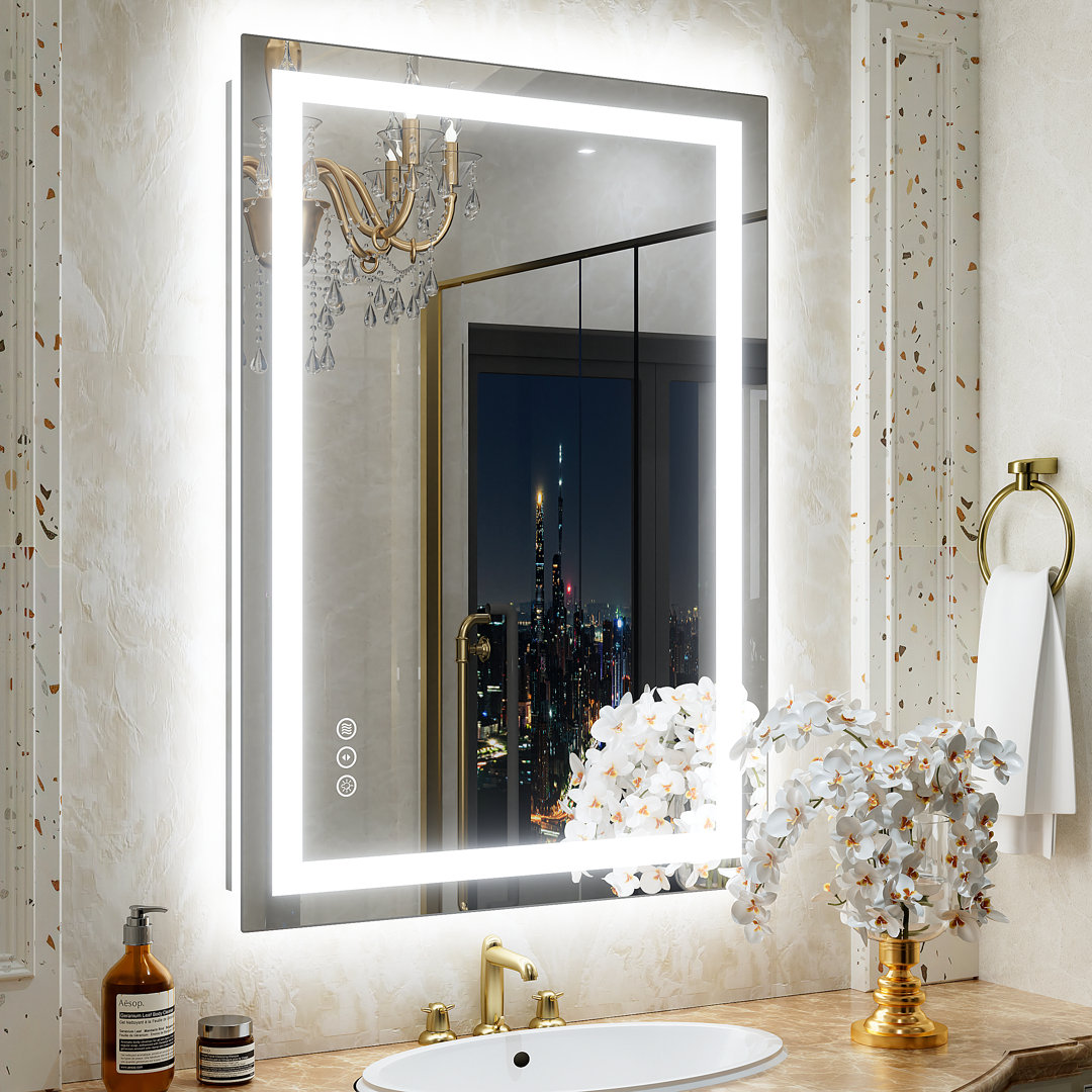 Aevar UL Certified Front & Back LED Anti-Fog Tempered Glass Bathroom/Vanity Mirror with 3-Year Warranty